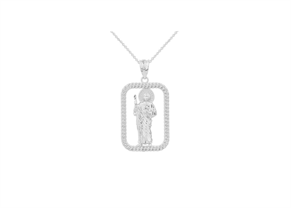 Rope Frame Diamond Cut Saint Jude Fashion Pendant